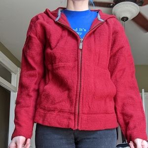 Red wool hoodie